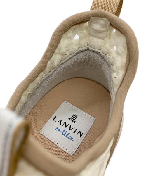 LANVIN en Bleu（ランバンオンブルー）LANVIN en Bleu (ランバンオンブルー) トラックソールメッシュスリッポンスニーカー ホワイト×ベージュ サイズ:23の古着・服飾アイテム