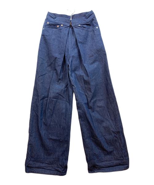 JOHN LAWRENCE SULLIVAN（ジョン ローレンス サリバン）JOHN LAWRENCE SULLIVAN (ジョン ローレンス サリバン) フロントホックワイドタックデニムパンツ インディゴ サイズ:8の古着・服飾アイテム