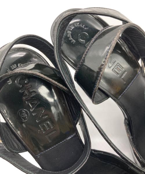 CHANEL（シャネル）CHANEL (シャネル) アンクルストラップサンダル ブラック サイズ:26 1/2の古着・服飾アイテム