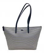 LACOSTEラコステ）の古着「コンセプトストライプトートバッグ」｜アイボリー×ネイビー