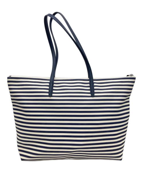 LACOSTE（ラコステ）LACOSTE (ラコステ) コンセプトストライプトートバッグ アイボリー×ネイビーの古着・服飾アイテム