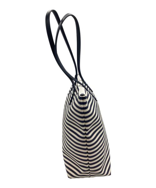 LACOSTE（ラコステ）LACOSTE (ラコステ) コンセプトストライプトートバッグ アイボリー×ネイビーの古着・服飾アイテム