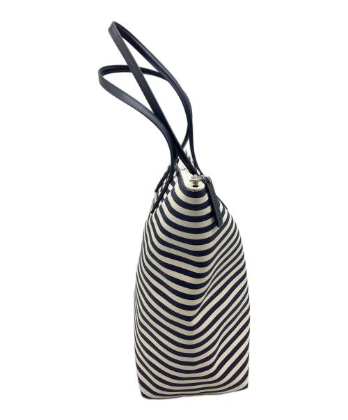 LACOSTE（ラコステ）LACOSTE (ラコステ) コンセプトストライプトートバッグ アイボリー×ネイビーの古着・服飾アイテム