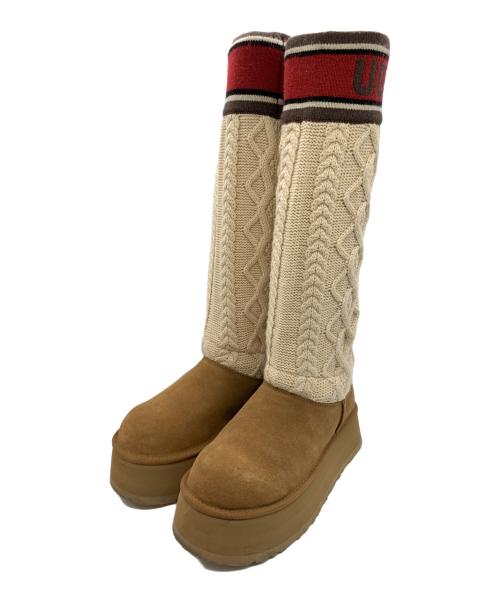 UGG（アグ）UGG (アグ) クラッシックセーターレターブーツ ブラウン×ベージュ サイズ:US8の古着・服飾アイテム