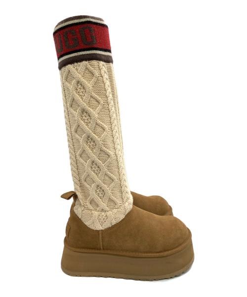 UGG（アグ）UGG (アグ) クラッシックセーターレターブーツ ブラウン×ベージュ サイズ:US8の古着・服飾アイテム