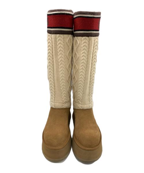 UGG（アグ）UGG (アグ) クラッシックセーターレターブーツ ブラウン×ベージュ サイズ:US8の古着・服飾アイテム