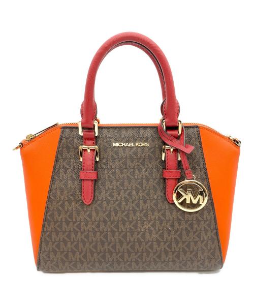 MICHAEL KORS（マイケル・コース）MICHAEL KORS (マイケル・コース) 2WAYバッグ オレンジ×ブラウンの古着・服飾アイテム