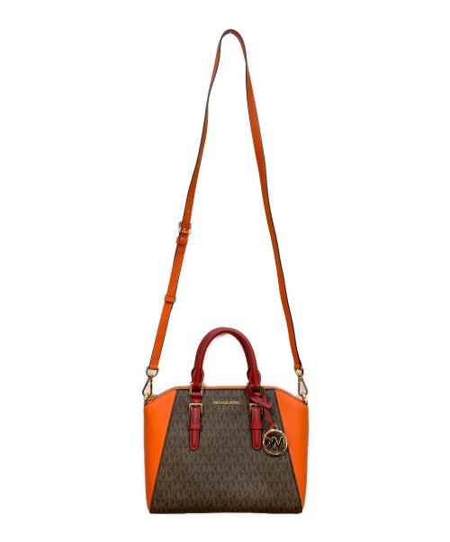 MICHAEL KORS（マイケル・コース）MICHAEL KORS (マイケル・コース) 2WAYバッグ オレンジ×ブラウンの古着・服飾アイテム
