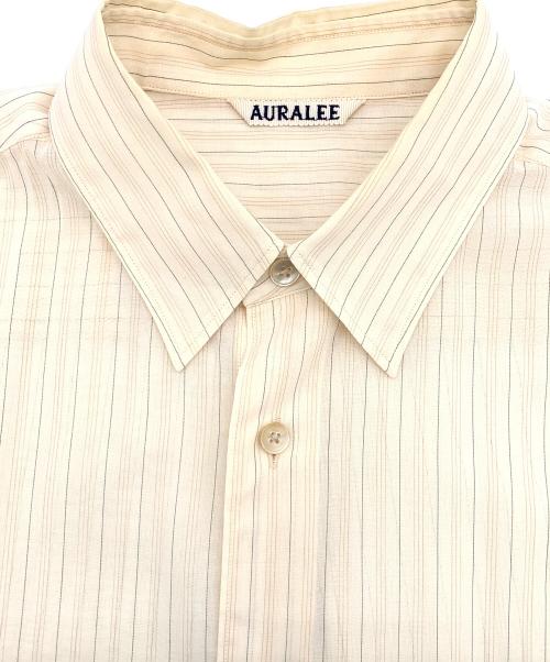 AURALEE（オーラリー）AURALEE (オーラリー) HARD TWIST FINX ORGANDY STRIPE SHIRT ベージュ サイズ:3の古着・服飾アイテム