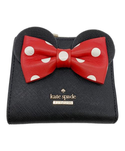 Kate Spade（ケイトスペード）Kate Spade (ケイトスペード) DISNEY (ディズニー) 2つ折り財布 ブラック×レッドの古着・服飾アイテム