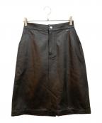 COACHコーチ）の古着「レザー Aライン スカート」｜ブラック