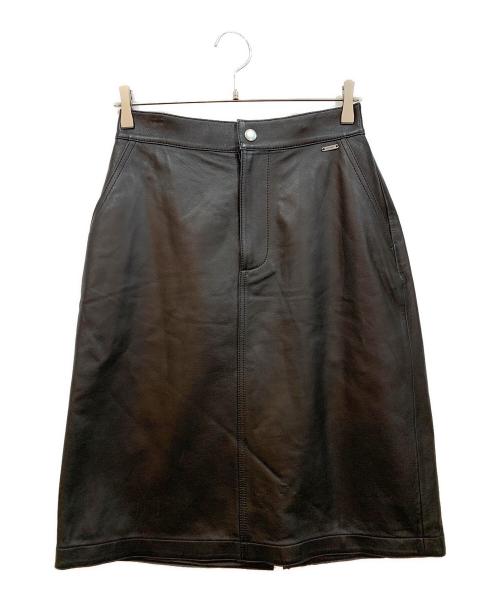 COACH（コーチ）COACH (コーチ) レザー Aライン スカート ブラック サイズ:Sの古着・服飾アイテム