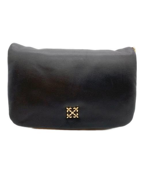 russet（ラシット）russet (ラシット) ソフトレザーフラップショルダーバッグ ブラックの古着・服飾アイテム