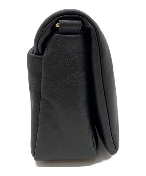 russet（ラシット）russet (ラシット) ソフトレザーフラップショルダーバッグ ブラックの古着・服飾アイテム