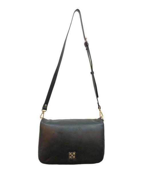 russet（ラシット）russet (ラシット) ソフトレザーフラップショルダーバッグ ブラックの古着・服飾アイテム