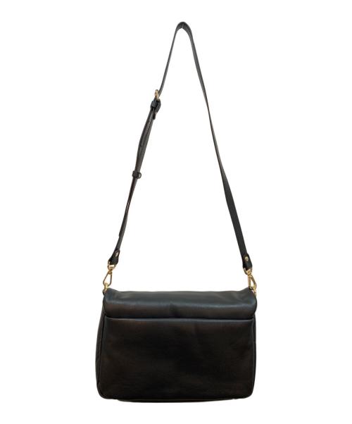 russet（ラシット）russet (ラシット) ソフトレザーフラップショルダーバッグ ブラックの古着・服飾アイテム