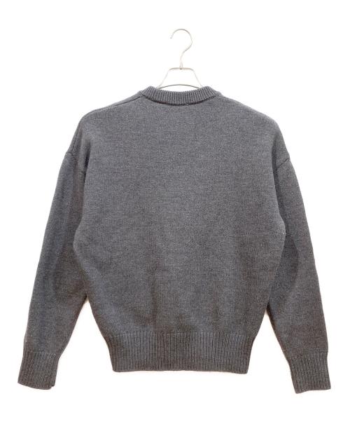 ami（アミ）ami (アミ) オーバーサイズ ハートロゴ クルーネック ニット セーター グレー サイズ:Sの古着・服飾アイテム