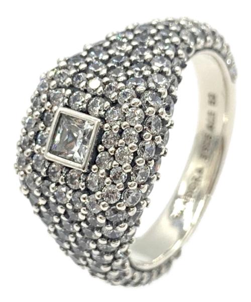 PANDORA（パンドラ）PANDORA (パンドラ) Pave Square Cocktail Ring / パヴェ スクエア カクテル リング シルバー サイズ:52の古着・服飾アイテム
