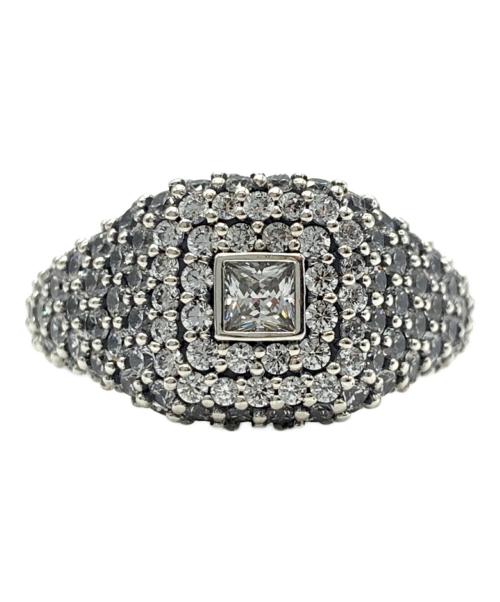 PANDORA（パンドラ）PANDORA (パンドラ) Pave Square Cocktail Ring / パヴェ スクエア カクテル リング シルバー サイズ:52の古着・服飾アイテム