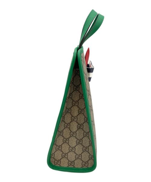 GUCCI（グッチ）GUCCI (グッチ) チルドレン ボート トートバッグ ベージュ×グリーン×ダークブラウンの古着・服飾アイテム