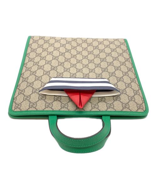 GUCCI（グッチ）GUCCI (グッチ) チルドレン ボート トートバッグ ベージュ×グリーン×ダークブラウンの古着・服飾アイテム