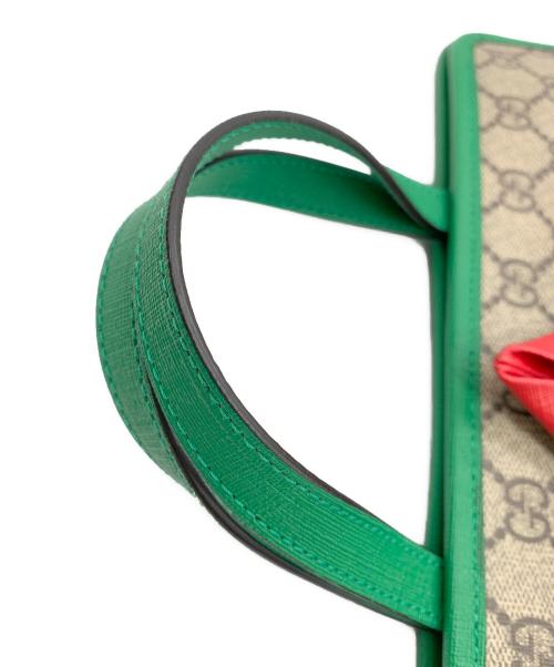 GUCCI（グッチ）GUCCI (グッチ) チルドレン ボート トートバッグ ベージュ×グリーン×ダークブラウンの古着・服飾アイテム