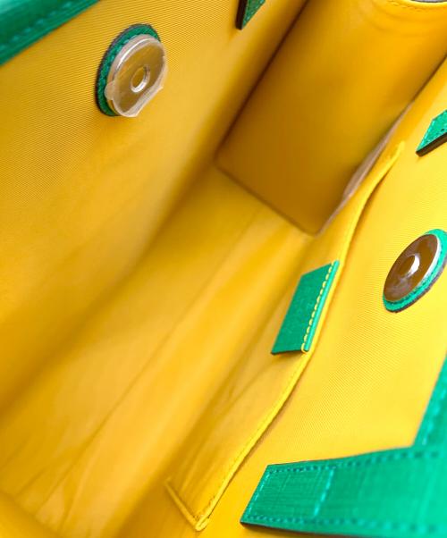 GUCCI（グッチ）GUCCI (グッチ) チルドレン ボート トートバッグ ベージュ×グリーン×ダークブラウンの古着・服飾アイテム