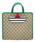 GUCCI（グッチ）の古着「チルドレン ボート トートバッグ」｜ベージュ×グリーン×ダークブラウン
