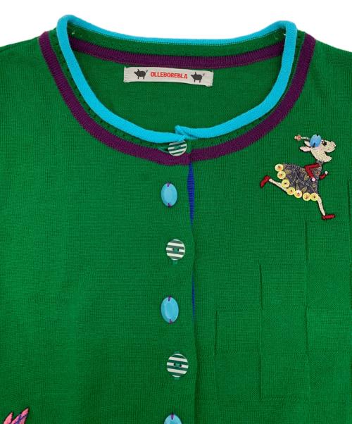 OLLEBOREBLA（アルベロベロ）OLLEBOREBLA (アルベロベロ) 薄手カーディガン グリーン サイズ:表記なしの古着・服飾アイテム