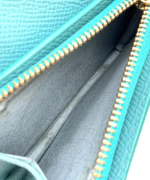 Salvatore Ferragamo（サルヴァトーレ フェラガモ）Salvatore Ferragamo (サルヴァトーレ フェラガモ) ヴァラリボン 2つ折り財布 エメラルドグリーンの古着・服飾アイテム