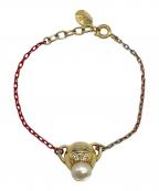 Christian Diorクリスチャン ディオール）の古着「フェイクパールブレスレット」｜レッド×ゴールド