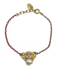 Christian Dior（クリスチャン ディオール）の古着「フェイクパールブレスレット」｜レッド×ゴールド
