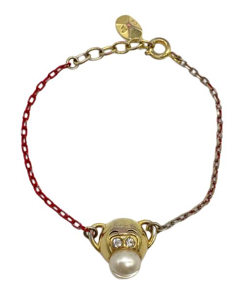 Christian Dior（クリスチャン ディオール）Christian Dior (クリスチャン ディオール) フェイクパールブレスレット レッド×ゴールドの古着・服飾アイテム