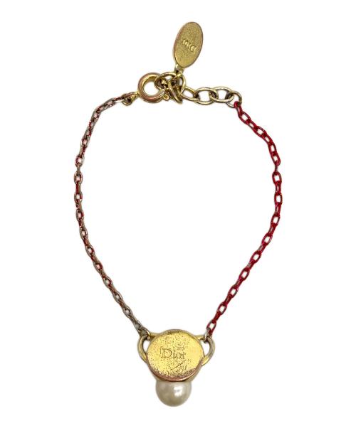 Christian Dior（クリスチャン ディオール）Christian Dior (クリスチャン ディオール) フェイクパールブレスレット レッド×ゴールドの古着・服飾アイテム