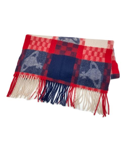 Vivienne Westwood（ヴィヴィアンウエストウッド）Vivienne Westwood (ヴィヴィアンウエストウッド) マフラー ネイビー×レッドの古着・服飾アイテム