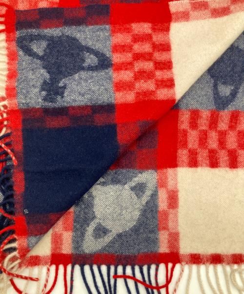 Vivienne Westwood（ヴィヴィアンウエストウッド）Vivienne Westwood (ヴィヴィアンウエストウッド) マフラー ネイビー×レッドの古着・服飾アイテム