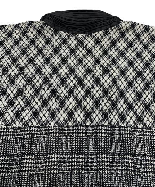 ISSEY MIYAKE（イッセイミヤケ）ISSEY MIYAKE (イッセイミヤケ) マーブルプリントプリーツ切替スキッパーシャツ ホワイト×ブラック サイズ:Mの古着・服飾アイテム