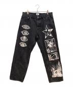 OBEYオベイ）の古着「プリントデニムパンツ」｜ブラック