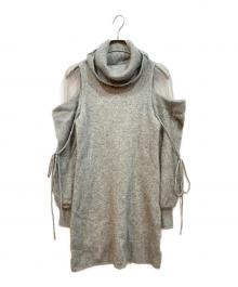 Snidel（スナイデル）の古着「シースルーショルダーミニニットワンピース」｜グレー