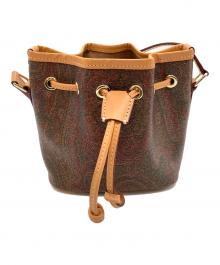 ETRO（エトロ）の古着「巾着ショルダーバッグ」｜ブラウン×ベージュ