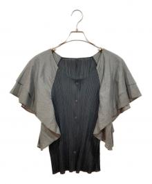 PLEATS PLEASE（プリーツプリーズ）の古着「レアースリーブ半袖ブラウス」｜ブラック
