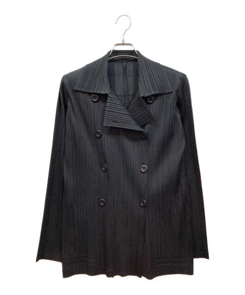 PLEATS PLEASE（プリーツプリーズ）PLEATS PLEASE (プリーツプリーズ) プリーツダブルジャケット ブラック サイズ:4の古着・服飾アイテム
