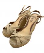 GUCCIグッチ）の古着「GG柄 エスパドリーユ　ウェッジソールサンダル」｜ベージュ