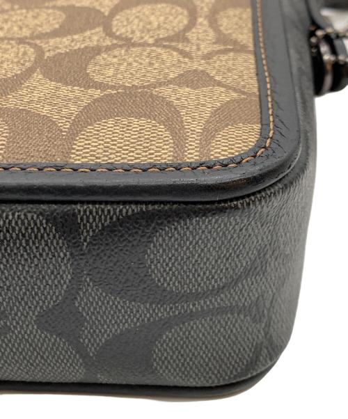 COACH（コーチ）COACH (コーチ) クロスボディ ブロックド シグネチャー キャンバス　ショルダーバッグ ブラック×ブラウンの古着・服飾アイテム