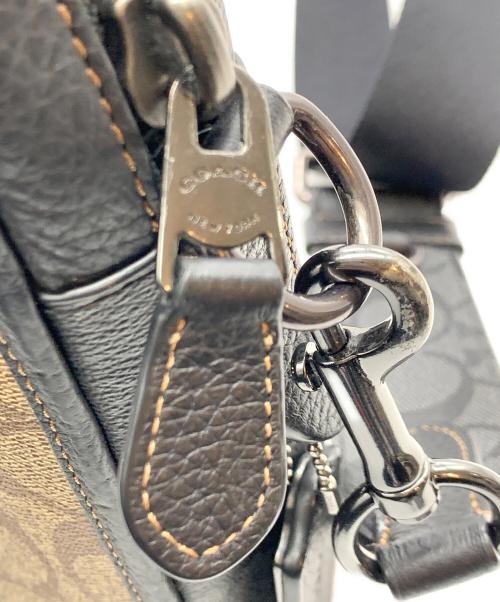 COACH（コーチ）COACH (コーチ) クロスボディ ブロックド シグネチャー キャンバス　ショルダーバッグ ブラック×ブラウンの古着・服飾アイテム