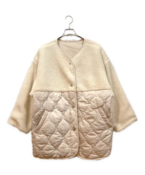 moment+（モーメントプラス）moment+ (モーメントプラス) ボア切り替えキルティングコート アイボリー サイズ:Mの古着・服飾アイテム