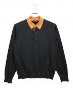 CABANキャバン）の古着「バイカラーポロニットプルオーバー」｜ブラック×ブラウン