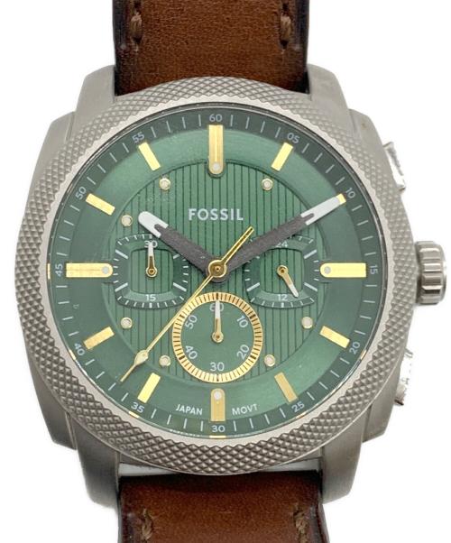 FOSSIL（フォッシル）FOSSIL (フォッシル) クロノグラフ ブラウンレザーウォッチ グリーンの古着・服飾アイテム