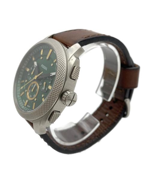 FOSSIL（フォッシル）FOSSIL (フォッシル) クロノグラフ ブラウンレザーウォッチ グリーンの古着・服飾アイテム