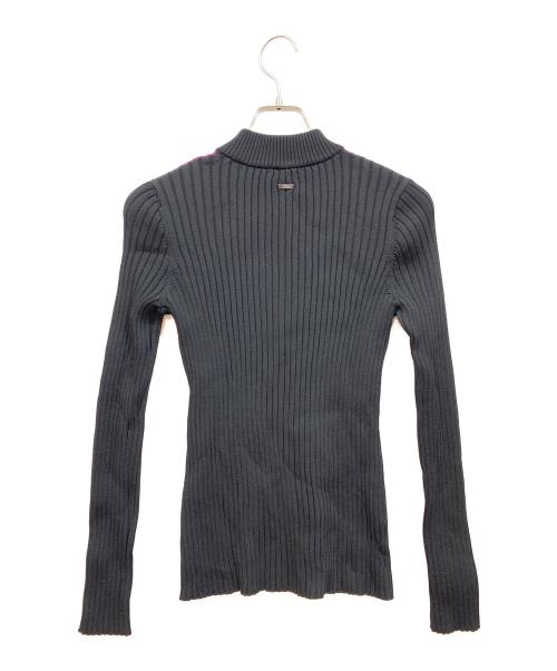 ARMANI EXCHANGE（アルマーニ エクスチェンジ）ARMANI EXCHANGE (アルマーニ エクスチェンジ) ジップアップ バイカラーリブニット ブラック×パープル サイズ:Sの古着・服飾アイテム